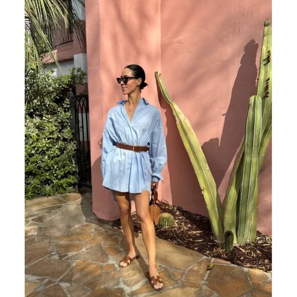 AGOLDE Mazie Long Sleeve Nonstretch Denim Shirtdress in Wash Vague Size Medium - Picture 1 of 12